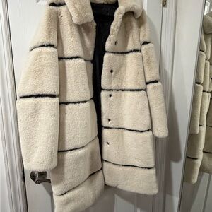 Chic Cream and Black Striped Coat